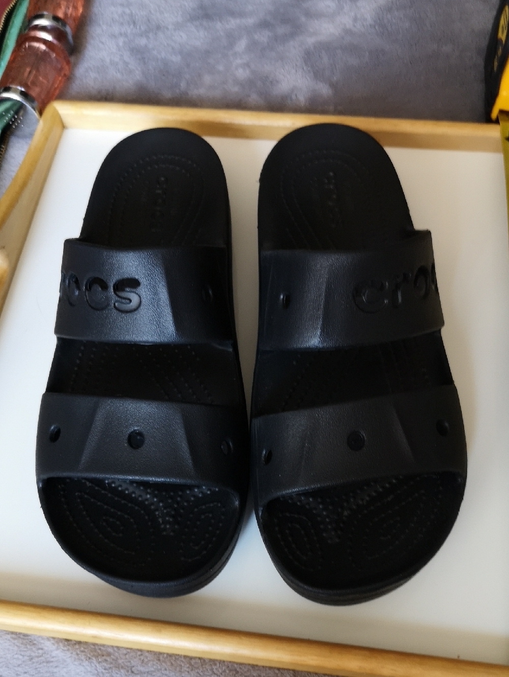 NWOT Women's Crocs Slip-on Sandals Double Strap Black Size 9 W Never-used